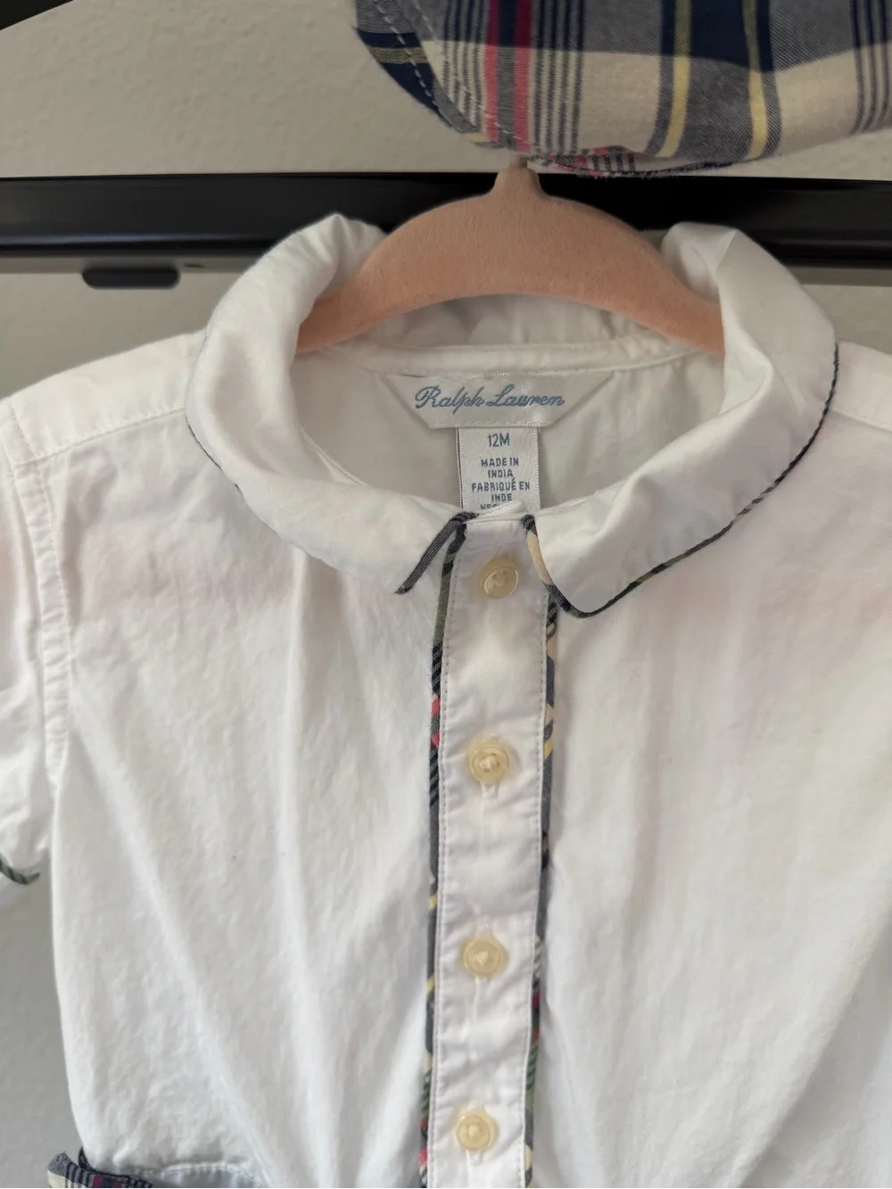 Ralph Lauren Baby Boy Cotton Shirt, Madras Short & Cap Set